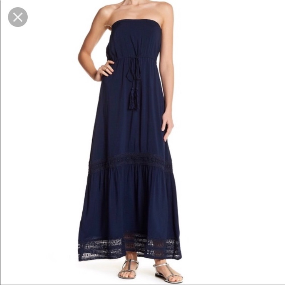 Love stitch strapless navy maxi dress size small